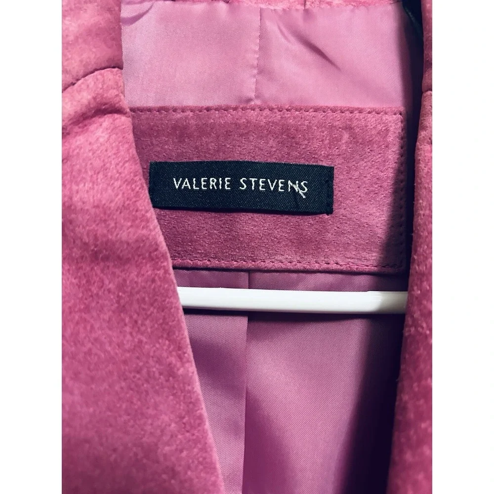 Y2K Valerie Stevens 100% Genuine Suede Leather Cropped Hot Pink Jacket Sz M